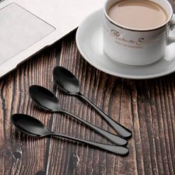 Alheco 6 Ovale Theelepels - 12.3cm - RVS Theelepeltjes - Zwart -Home-Keuken 1200x1200 741