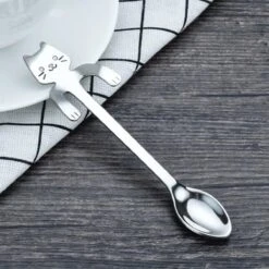 Merkloos 4 Theelepels Hangende Kat - Katten Koffielepel - RVS - Zilverkleurig -Home-Keuken 1200x1200 833