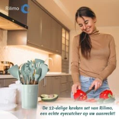 Keukengerei Set Met Houder - Kookgerei Set Spatel Pot - Keukengerei Keukenset - 12 Delig Mint Groen -Home-Keuken 1200x1200 933