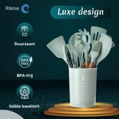 Keukengerei Set Met Houder - Kookgerei Set Spatel Pot - Keukengerei Keukenset - 12 Delig Mint Groen -Home-Keuken 1200x1200 935