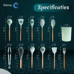 Keukengerei Set Met Houder - Kookgerei Set Spatel Pot - Keukengerei Keukenset - 12 Delig Mint Groen -Home-Keuken 1200x1200 936