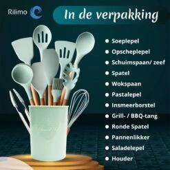 Keukengerei Set Met Houder - Kookgerei Set Spatel Pot - Keukengerei Keukenset - 12 Delig Mint Groen -Home-Keuken 1200x1200 937