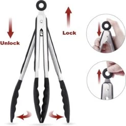 Alheco 3 Siliconen Serveertangen - BBQ Tang - Vleestang - Keukentang - Zilver/zwart -Home-Keuken 1200x1200 942