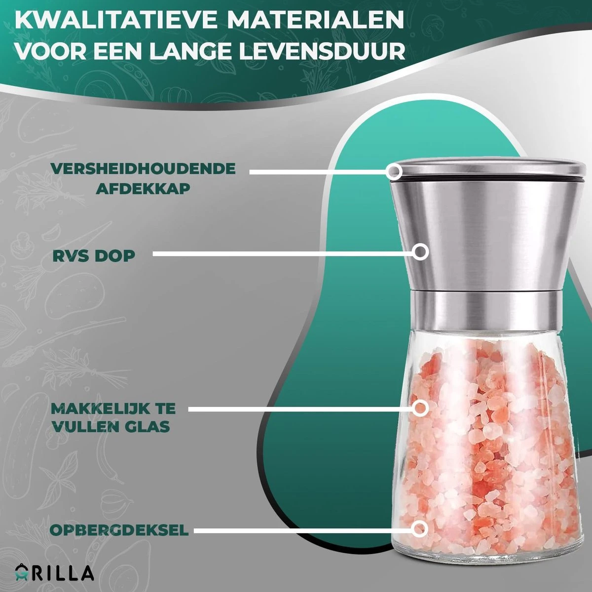 Peper En Zoutmolen Set - RVS Zout En Peperstel - Zoutvaatje En Pepermolen - 2 In 1 6 Peper En Zoutmolen Set - RVS Zout En Peperstel - Zoutvaatje En Pepermolen - 2 In 1 - Afbeelding 4