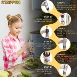 Toivo Kitchen Elektrische Zout En Pepermolen 2 Stuks - Incl. 8 AA Batterijen - Zilver - Verstelbare Maalgraad - Keukengerei - Kruidenmolen - Peper- En Zoutstel -Home-Keuken 1200x1200 984