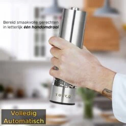 Toivo Kitchen Elektrische Zout En Pepermolen 2 Stuks - Incl. 8 AA Batterijen - Zilver - Verstelbare Maalgraad - Keukengerei - Kruidenmolen - Peper- En Zoutstel -Home-Keuken 1200x1200 986
