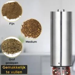 Toivo Kitchen Elektrische Zout En Pepermolen 2 Stuks - Incl. 8 AA Batterijen - Zilver - Verstelbare Maalgraad - Keukengerei - Kruidenmolen - Peper- En Zoutstel -Home-Keuken 1200x1200 988