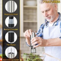 Toivo Kitchen Elektrische Zout En Pepermolen 2 Stuks - Incl. 8 AA Batterijen - Zilver - Verstelbare Maalgraad - Keukengerei - Kruidenmolen - Peper- En Zoutstel -Home-Keuken 1200x1200 989