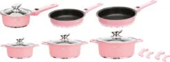 Swiss Pro+ | Set 14 Delige Pannenset | Inductie - Pannensets - Glazen Deksel - Met Afneembare Handgreep - Marmeren Interieur -PFAS-vrij | Pink -Home-Keuken 1200x439