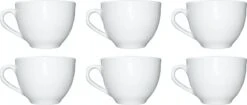 Merkloos Koffie Kopjes – Koffiekopjes – Koffiemokken – Cappuccino – Set Van 6 – Porselein – 250 Ml – Wit -Home-Keuken 1200x511
