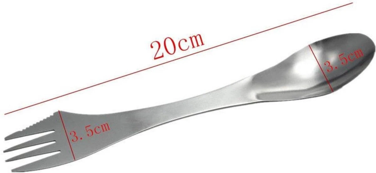 Usables Spork - 3 In 1 - Bestekset - Mes, Vork En Lepel - Milieuvriendelijk - Roestvrijstaal - RVS - Duurzaam - Hiking - Camping - Herbruikbaar 5 Usables Spork - 3 In 1 - Bestekset - Mes, Vork En Lepel - Milieuvriendelijk - Roestvrijstaal - RVS - Duurzaam - Hiking - Camping - Herbruikbaar - Afbeelding 3
