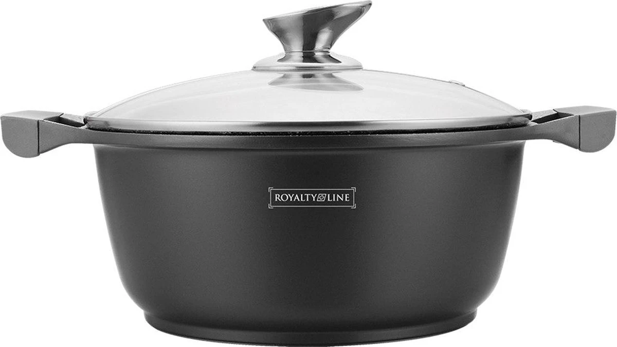 Royalty Line - Marble Soep/braadpan - Met Glazen Deksel Zwart - 20 CM. RL-BS20ML 15 Royalty Line - Marble Soep/braadpan - Met Glazen Deksel Zwart - 20 CM. RL-BS20ML - Afbeelding 13