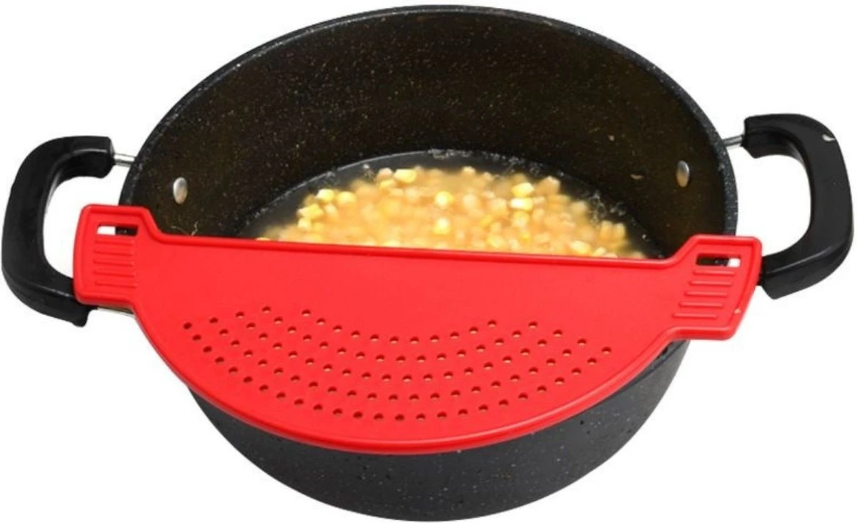 Merkloos Vergiet - Afgietdeksel Met Handvaten - Afgiethulp - Zeef - Afgieten - Solide Compacte Afgietdeksel - Rood 8 Merkloos Vergiet - Afgietdeksel Met Handvaten - Afgiethulp - Zeef - Afgieten - Solide Compacte Afgietdeksel - Rood - Afbeelding 6