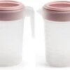 2x Stuks Waterkan/sapkan Transparant/roze Met Deksel 1 Liter Kunststof- Smalle Schenkkan Die In De Koelkastdeur Past -Home-Keuken 1200x754 4