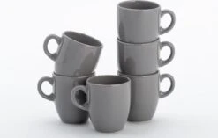 Lite-Body Hermes Koffie Beker 20 Cl - Set Van 6 Stuks - Aardewerk - Grijs
