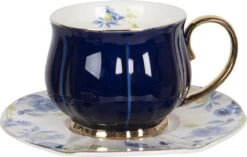 Clayre & Eef Kop En Schotel Set Van 6 250 Ml Meerkleurig Porselein Rond Bloemen Servies Cadeau Voor Haar Cappuccino -Home-Keuken 1200x763 2