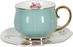 Clayre & Eef Kop En Schotel Set Van 6 250 Ml Meerkleurig Porselein Rond Bloemen Servies Cadeau Voor Haar Cappuccino -Home-Keuken 1200x776 5