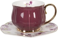 Clayre & Eef Kop En Schotel Set Van 6 250 Ml Meerkleurig Porselein Rond Bloemen Servies Cadeau Voor Haar Cappuccino -Home-Keuken 1200x792 3