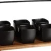 Mica Decorations - Luxe Tapas Set - 6 Zwarte Tapas Schaaltjes Op Houten Tapasplank - Servies - Borrelplank Olijfhout -Home-Keuken 1200x866 3