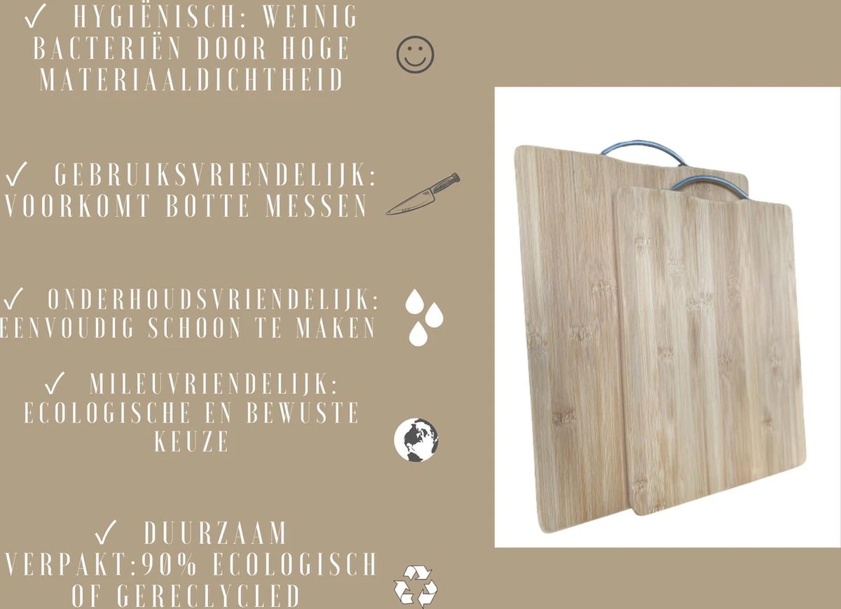 Snijplanken Hout - Bamboe - Set Duurzaam - Serveerplank - Snijplank - 38x28cm & 33x23,5cm - Keuken 5 Snijplanken Hout - Bamboe - Set Duurzaam - Serveerplank - Snijplank - 38x28cm & 33x23,5cm - Keuken - Afbeelding 3