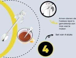 4 Theelepels Hangende Kat - Katten Koffielepel - RVS - Zilverkleurig -Home-Keuken 1200x930 2