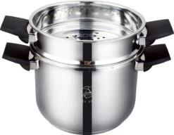 Royal Swiss Snelkookpan / Couscous Pan - 2 In 1 - 10 Liter - Ø 26 Cm - RVS - Inductie - Automatische Sluiting -Home-Keuken 1200x935