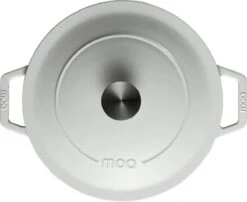 MOA Gietijzeren Braadpan - Inhoud 5,7 Liter - 26CM - Rond - Alle Warmtebronnen - Ook Voor Inductie - Gewicht 5,8 Kg - Wit - C26W -Home-Keuken 1200x981