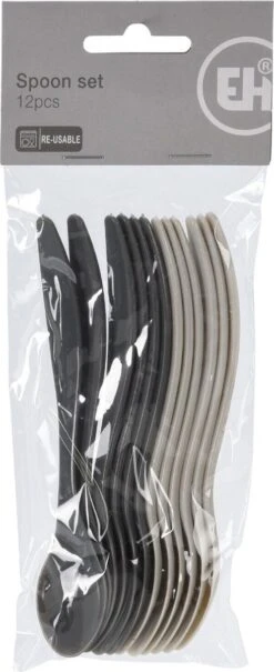 Excellent Houseware 12x Eierlepels Zwart/grijs Kunststof 14 Cm -Home-Keuken 490x1200 1