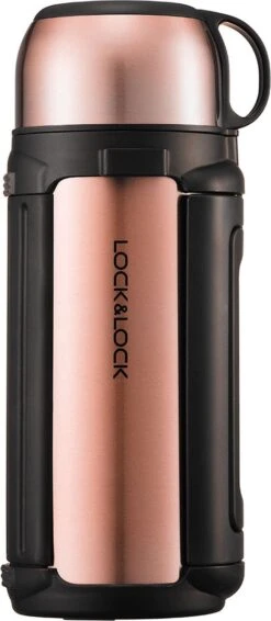 Lock&Lock Thermoskan - Isoleerkan - Thee En Koffie - Lekvrij - 1,5 Liter - RVS - Inklapbaar Handvat - Koper Roze -Home-Keuken 524x1200