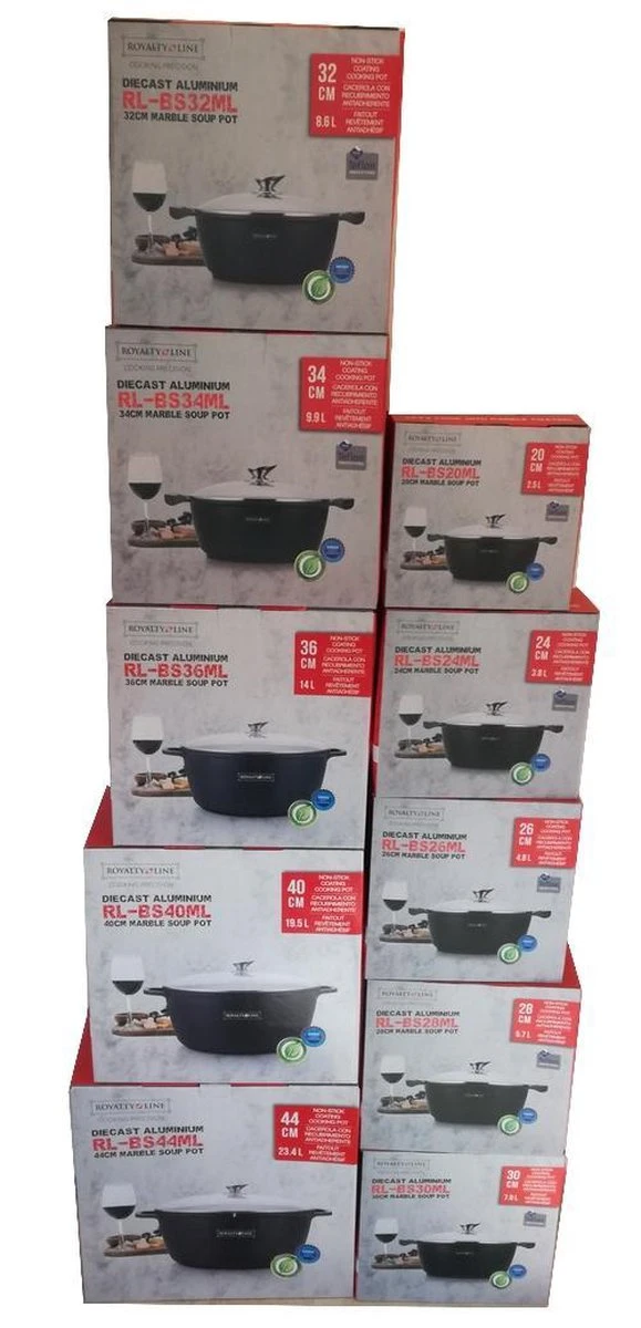 Royalty Line - Marble Soep/braadpan - Met Glazen Deksel Zwart - 20 CM. RL-BS20ML 11 Royalty Line - Marble Soep/braadpan - Met Glazen Deksel Zwart - 20 CM. RL-BS20ML - Afbeelding 9