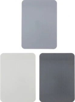 YUNICS® Snijplank - Snijplank Kunststof - 3 Stuks - 20x28 Cm - Grijs, Wit En Donker Grijs - Snijplanken - Snijplankenset - Vaatwasserbestendig