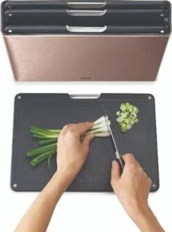 Joseph Joseph JosephJoseph - Folio - Steel - Snijplank - In Houder - Groot - Set Van 5 Stuks - Rose Goud -Home-Keuken 891x1200