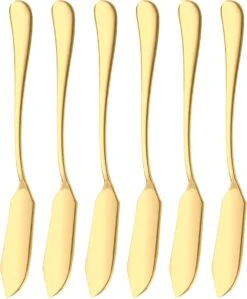 House Of Husk Botermesjes Set - Goud - RVS - Botermes - Smeermessen - Tapas Mesjes - 6 Stuks